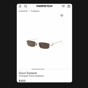 Gucci Gold and Black Rectangular Sunglasses